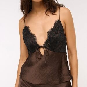 Abercrombie & Fitch The A&F Bella Tie-Front Cami in Chestnut Brown